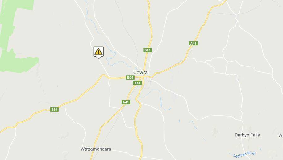 ALERT: Motorists urged to take care on road west of Cowra following livestock accident on Wednesday morning. Photo: LIVE TRAFFIC