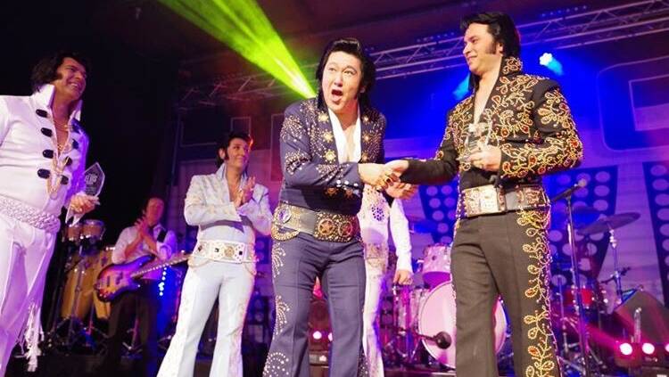 AND THE WINNER IS: Toki Toyokazu of Sendai, Japan won the Australian preliminary round of the international 2020 Ultimate Elvis Tribute Artist Contest at the Parkes Elvis Festival on Saturday. Photo: Michael Samson