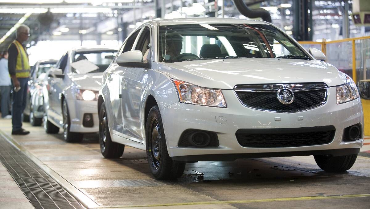 The new Holden Cruze hatch back on the production line at the Holden Elizabeth plant in SA in October, 2011. Photo: David Mariuz